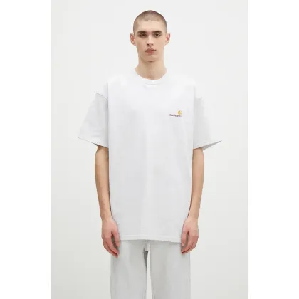 Zdjęcie Carhartt WIP t-shirt bawełniany S/S American Script męski kolor szary melanżowy I029956.482XX