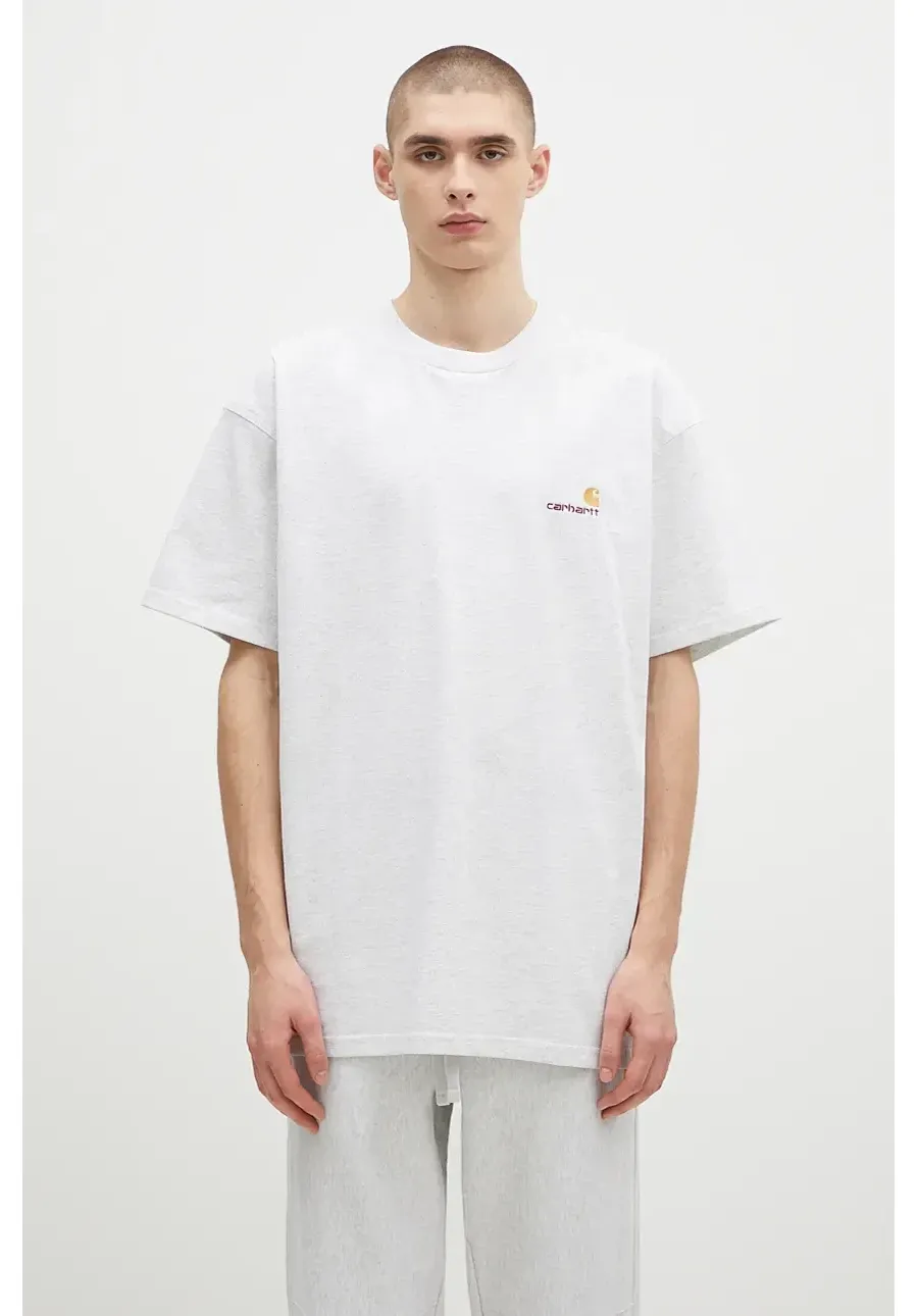 obrazek 1 Carhartt WIP t-shirt bawełniany S/S American Script męski kolor szary melanżowy I029956.482XX
