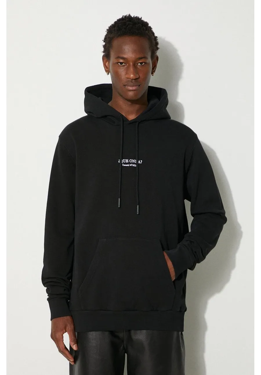 obrazek 1 Marcelo Burlon bluza bawełniana Que Onda Regular Hoodie męska kolor czarny z kapturem z aplikacją CMBB007F24FLE0061001