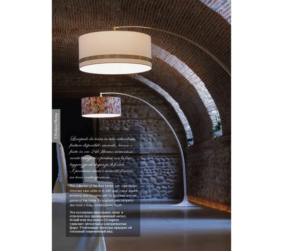 obrazek 1 Lampa podłogowa z rurą kalandrową i kloszem z lekkiej tkaniny – Il Paralume Marina