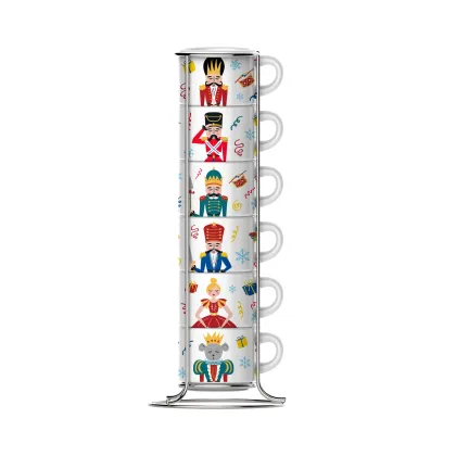 Zdjęcie Bialetti zestaw 6 filiżanek do espresso 80ml na stojaku Nutcracker BIALETTI