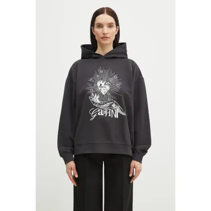Zdjęcie GANNI bluza bawełniana Isoli Heart Oversized damska kolor szary z nadrukiem T4082