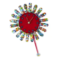 Zdjęcie Zegar ścienny Słońce z niebieskimi kwiatowymi promieniami