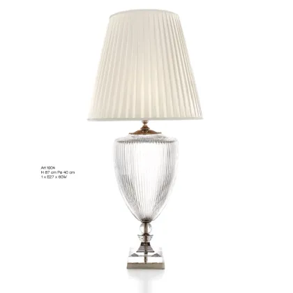 Zdjęcie Lampa stołowa z przezroczystego florenckiego kryształu z plisowanym kloszem – Il Paralume Marina