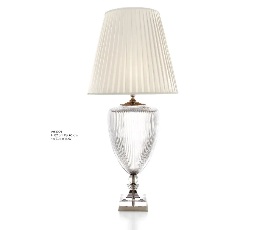 obrazek 1 Lampa stołowa z przezroczystego florenckiego kryształu z plisowanym kloszem – Il Paralume Marina