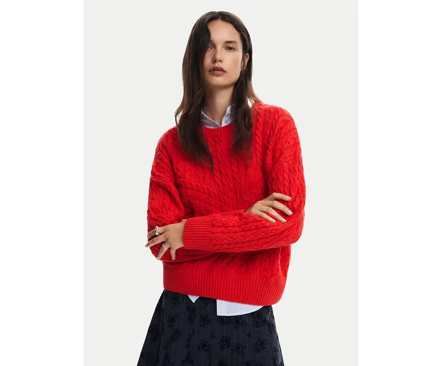 obrazek 1 Desigual Sweter Exeter 24WWJF74 Czerwony Regular Fit