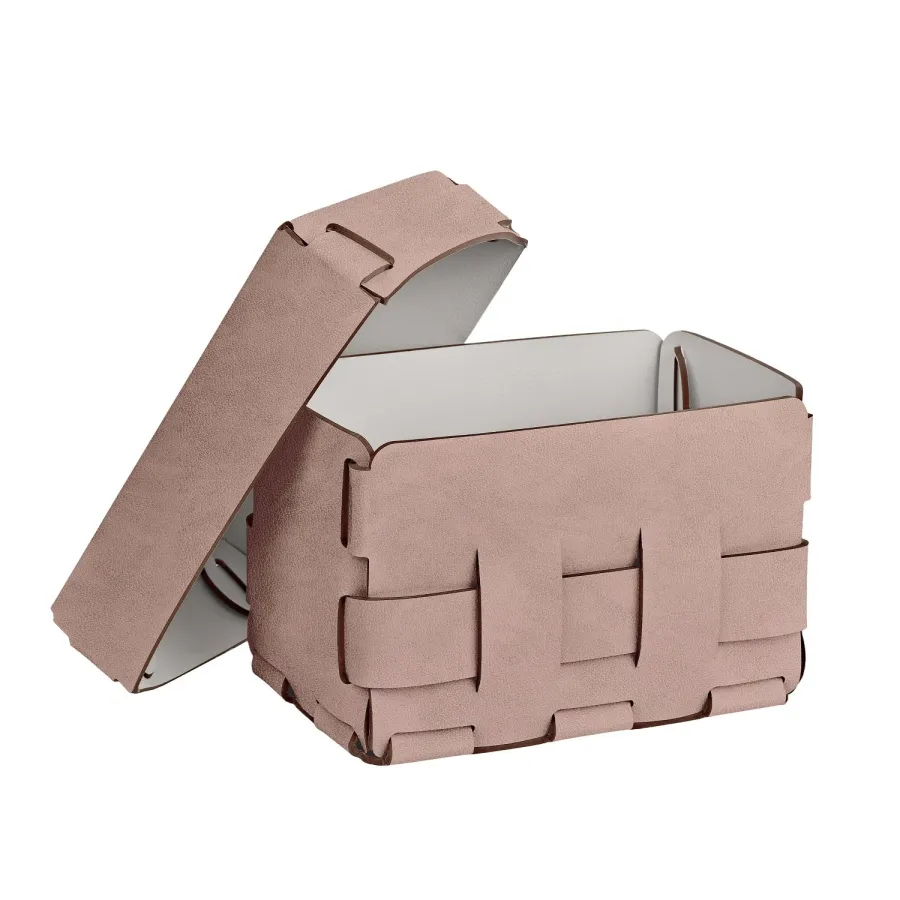 obrazek 2 Piękny koszyk Bottega 12x19xH13 cm w kolorze przygaszonego różu