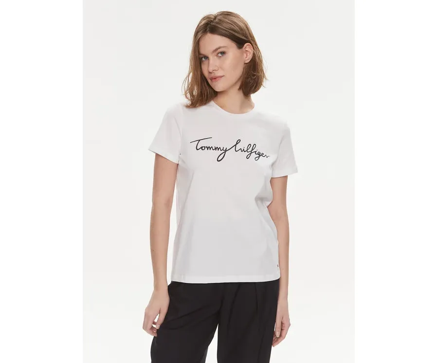 obrazek 1 Tommy Hilfiger T-Shirt Signature WW0WW41674 Biały Regular Fit