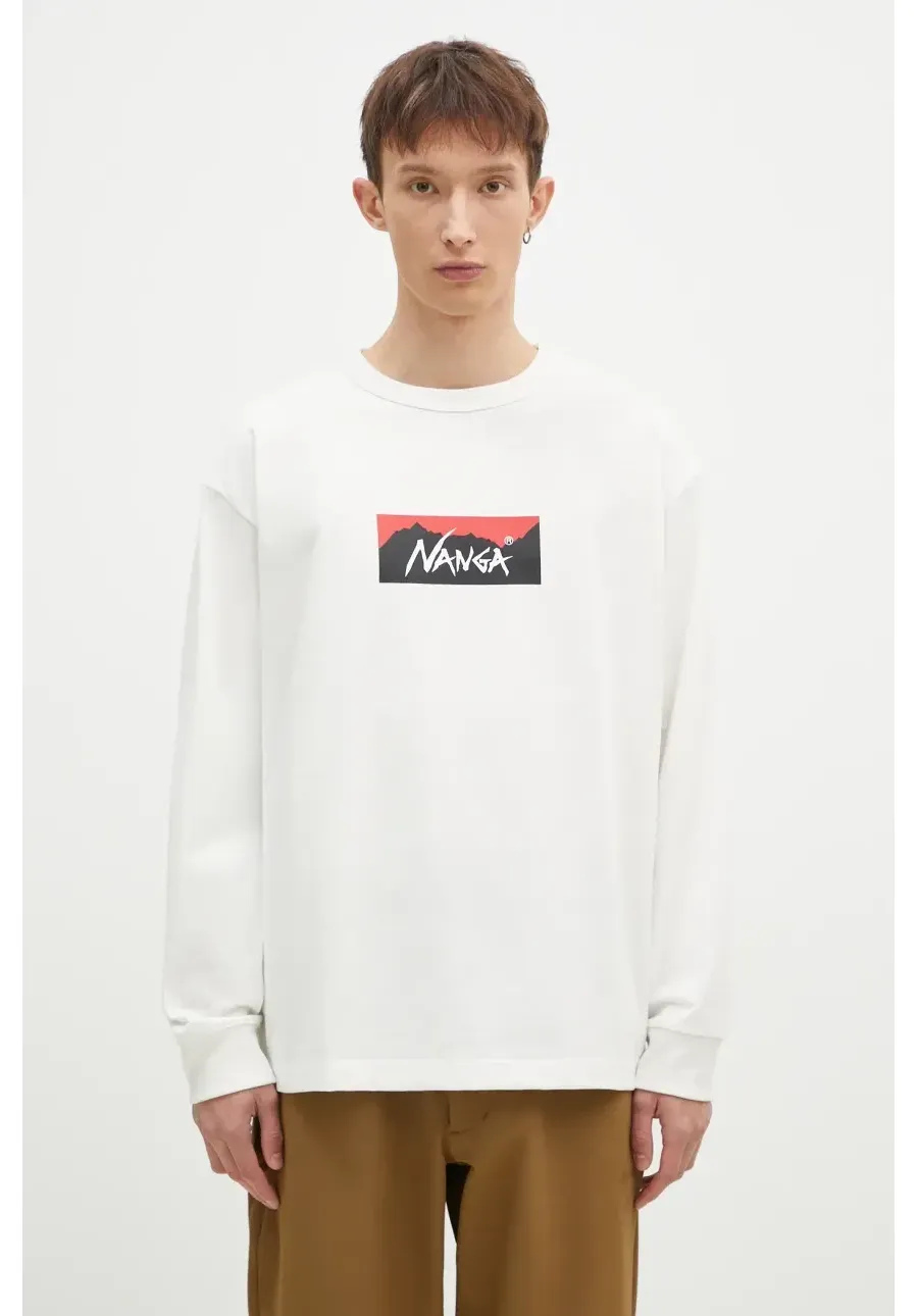 obrazek 1 Nanga longsleeve Eco Hybrid Box Logo Longsleeve męski kolor biały z nadrukiem NW2431.1E150.A