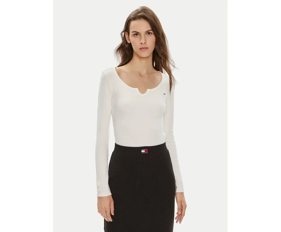obrazek 1 Tommy Jeans Bluzka DW0DW18425 Écru Slim Fit