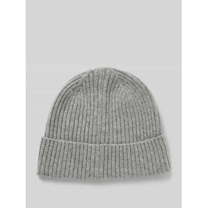 Zdjęcie Czapka beanie lekka z czystego kaszmiru z prążkowaną fakturą