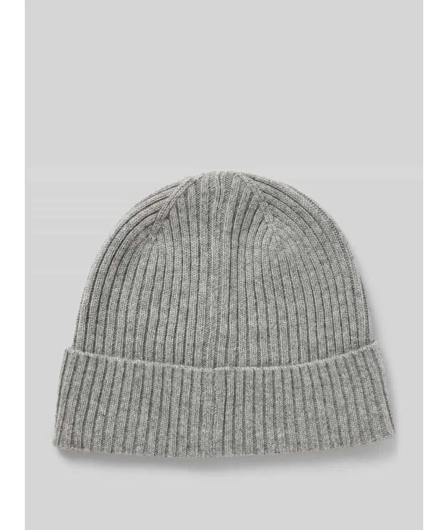 obrazek 1 Czapka beanie lekka z czystego kaszmiru z prążkowaną fakturą
