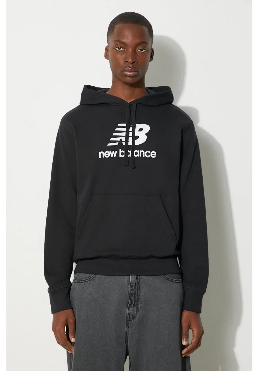 obrazek 1 New Balance bluza męska kolor czarny z kapturem z nadrukiem MT31537BK-7BK