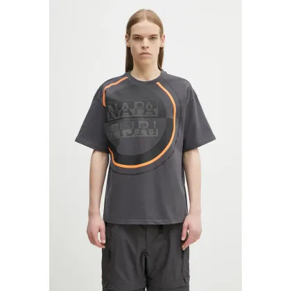 Zdjęcie Napapijri t-shirt bawełniany S-Tusco męski kolor szary z nadrukiem NP0A4IEEH981