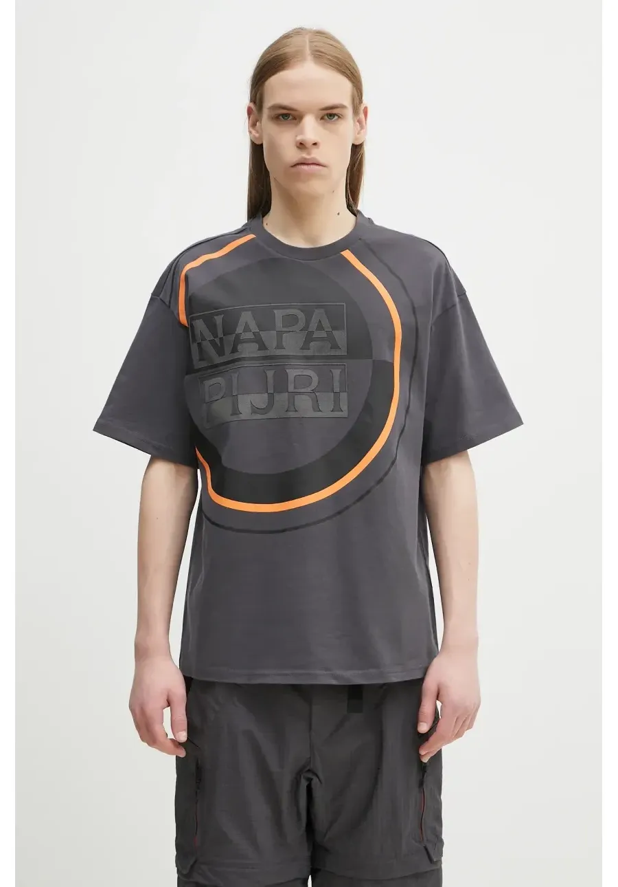 obrazek 1 Napapijri t-shirt bawełniany S-Tusco męski kolor szary z nadrukiem NP0A4IEEH981