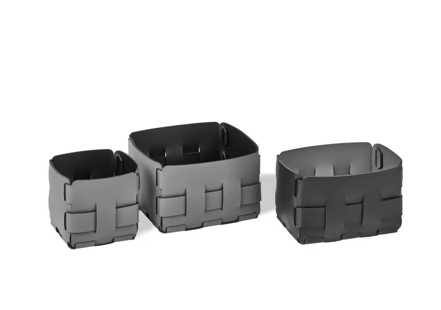 obrazek 2 Ekskluzywny mały czarny koszyk Bottega 12x19xH13 cm