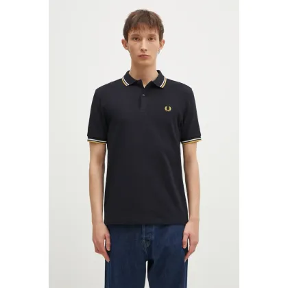 Zdjęcie Fred Perry polo bawełniane The Twin Tipped Shirt kolor granatowy gładki M3600.W53