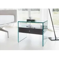 Zdjęcie Mały szklany stolik z drewnianą półką - Tonelli Design