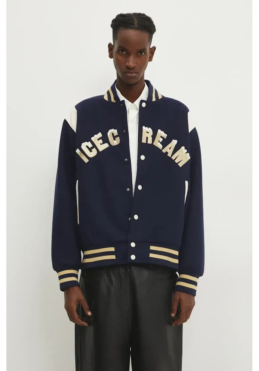 obrazek 1 ICECREAM kurtka bomber Drippy Varsity Jacket męski kolor granatowy przejściowa oversize IC24301