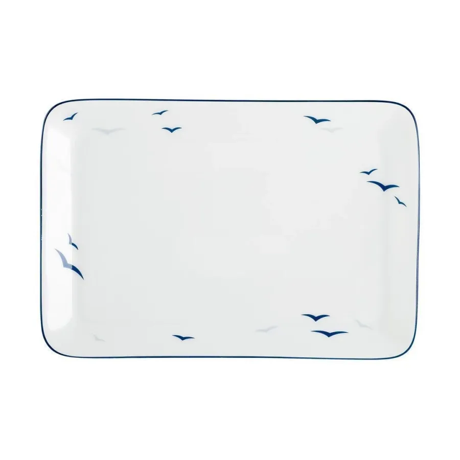 obrazek 1 Porcelanowy prostokątny talerz 18×12,50 cm zdobiony motywem ptaków - Tettau