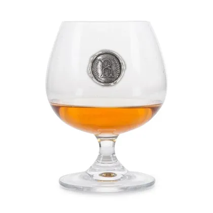 Zdjęcie Kieliszek do brandy z monogramem z literą „R” – wyjątkowy prezent dla niego lub dla niej