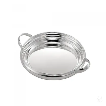 Picture Round tray with handles Inglese with modern design – Zaramella Argenti