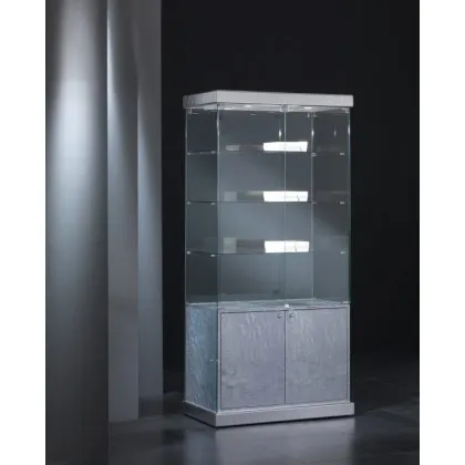 Picture Luxurious display case made of eco-leather and tempered glass