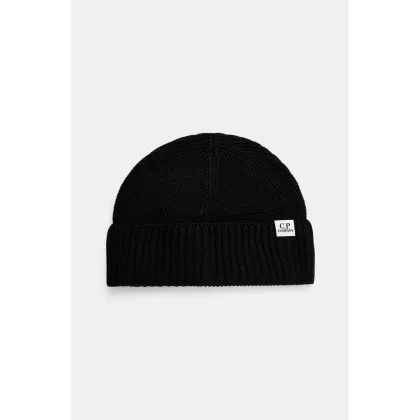 Zdjęcie C.P. Company czapka Knit Cap In Re-Wool kolor czarny gładka 17CMAC293A006595A