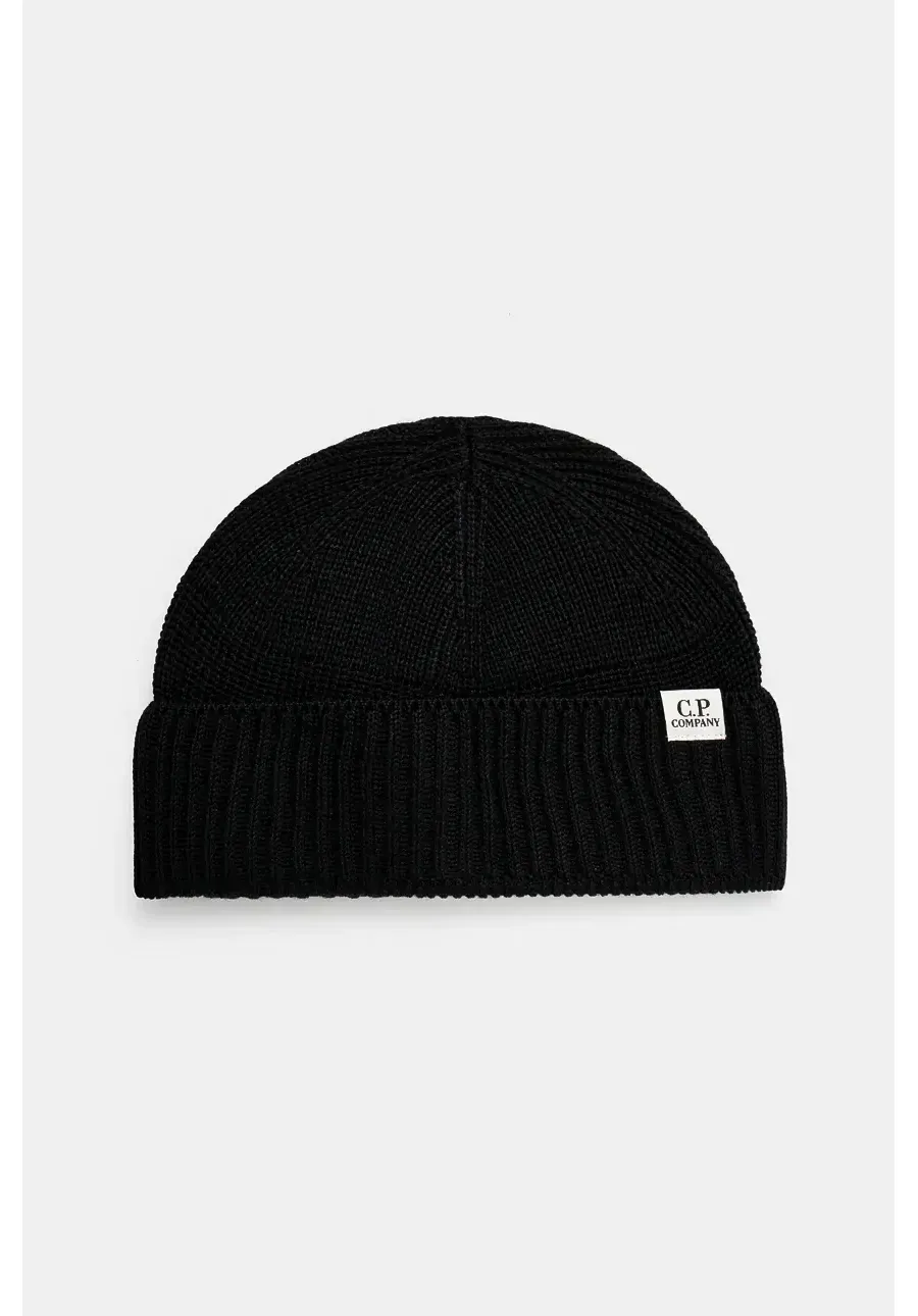 obrazek 1 C.P. Company czapka Knit Cap In Re-Wool kolor czarny gładka 17CMAC293A006595A