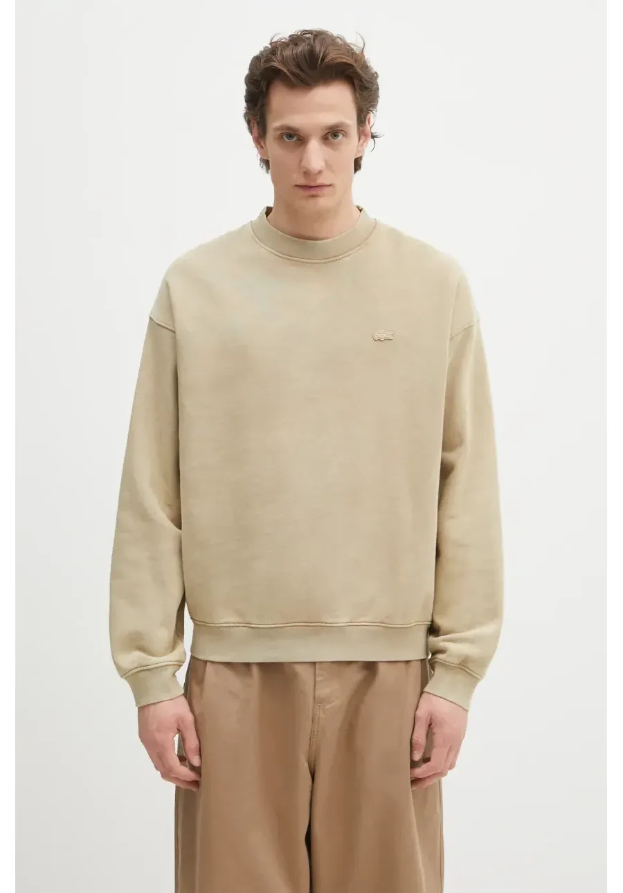 obrazek 1 Lacoste bluza bawełniana kolor beżowy gładka