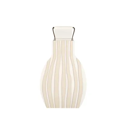Zdjęcie Wyjątkowy wazon Otto 9x24xH44 cm ze skóry w kolorze białym i waniliowym w pasy