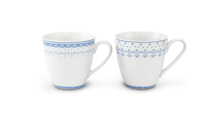 obrazek 1 Zestaw dwóch porcelanowych kubków zdobionych delikatnym jasnoniebieskim motywem – Leander