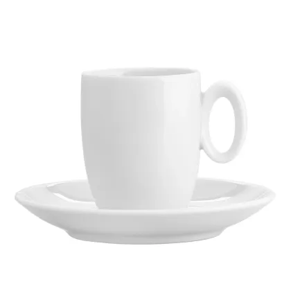 Picture Luxurious porcelain coffee cup and saucer from the timeless Broadway White collection - 4 pieces - Vista Alegre