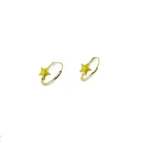 Picture Beautiful hoop earrings with an enameled star, 10 mm in diameter.