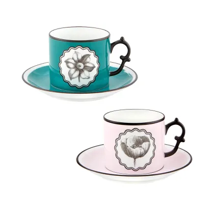 Zdjęcie Zestaw 2 porcelanowych filiżanek do herbaty z podstawkami z kolekcji Herbariae inspirowanej kwiatami – Vista Alegre