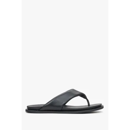 Zdjęcie Estro: Czarne japonki damskie ze skóry naturalnej