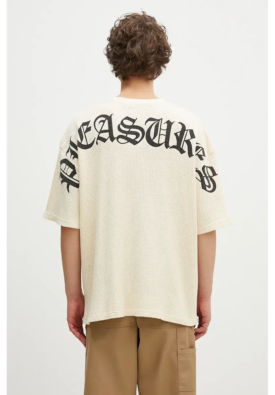 obrazek 1 PLEASURES t-shirt bawełniany Neural Thermal Shirt męski kolor beżowy z nadrukiem P24F048