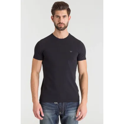 Zdjęcie Czarny t-shirt Emporio Armani z aplikacją marki