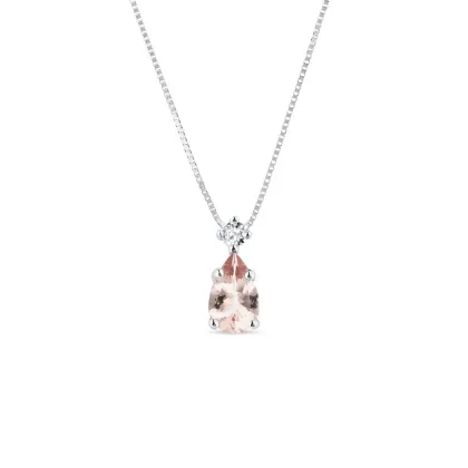 Zdjęcie Wisiorek wykonany z białego złota z diamentem i morganitem KLENOTA