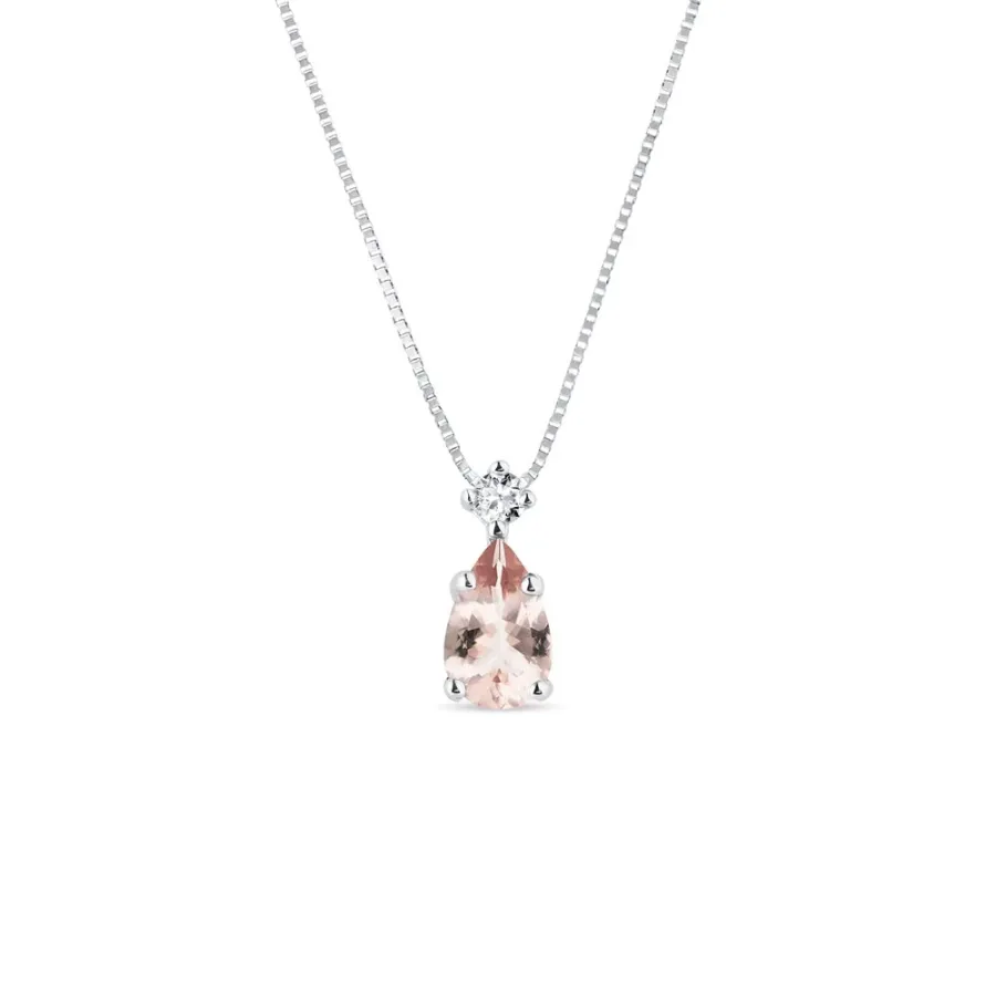 obrazek 1 Wisiorek wykonany z białego złota z diamentem i morganitem KLENOTA