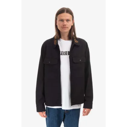 Zdjęcie PLEASURES kurtka jeansowa Temper Work Jacket kolor czarny przejściowa P22F029-BLACK P22F029-GREEN