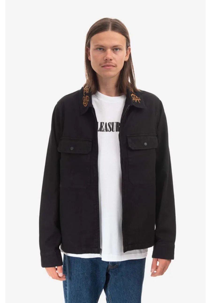 obrazek 1 PLEASURES kurtka jeansowa Temper Work Jacket kolor czarny przejściowa P22F029-BLACK P22F029-GREEN