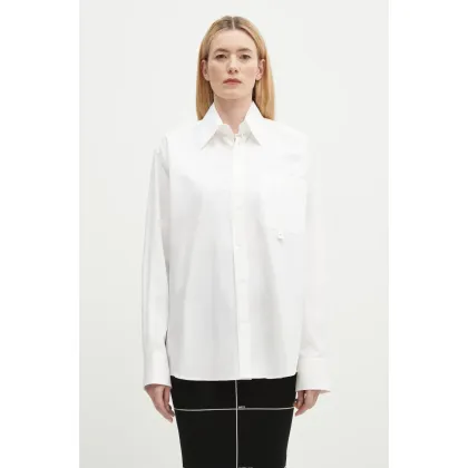 Zdjęcie MM6 Maison Margiela koszula bawełniana męska kolor biały relaxed z kołnierzykiem klasycznym SH0DT0020