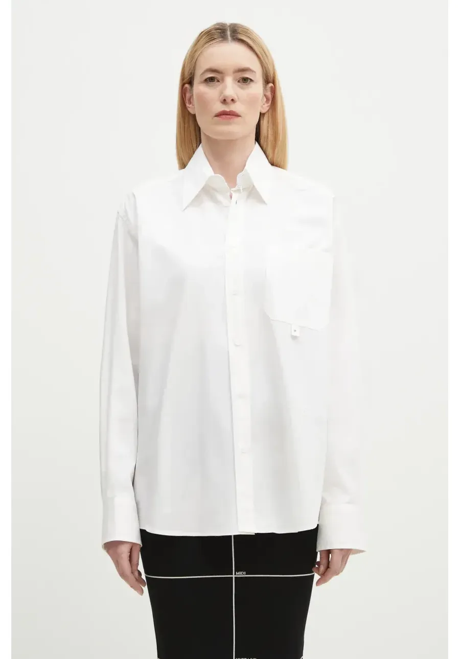 obrazek 1 MM6 Maison Margiela koszula bawełniana męska kolor biały relaxed z kołnierzykiem klasycznym SH0DT0020