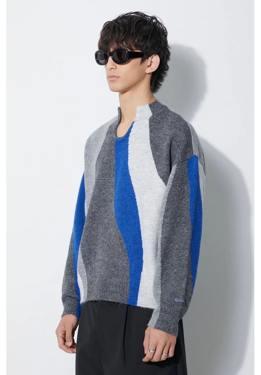 obrazek 1 Ader Error sweter z domieszką wełny Batia Knit męski kolor szary z półgolfem BMADFWKT0301