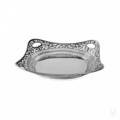 Picture Stylish silver basket with an openwork structure - Zaramella Argenti