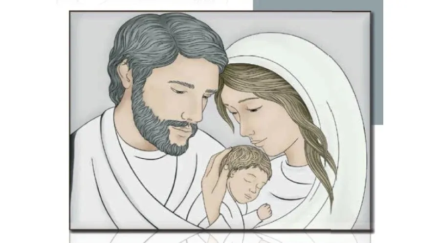 obrazek 1 Niepowtarzalny kolorowy obraz na płycie przedstawiający Świętą Rodzinę 10х7 cm