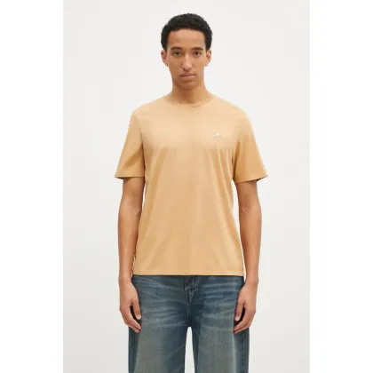 Zdjęcie Maison Kitsuné t-shirt bawełniany Chillax Fox Patch Regular Tee Shirt męski kolor pomarańczowy z aplikacją LM00110KJ0008
