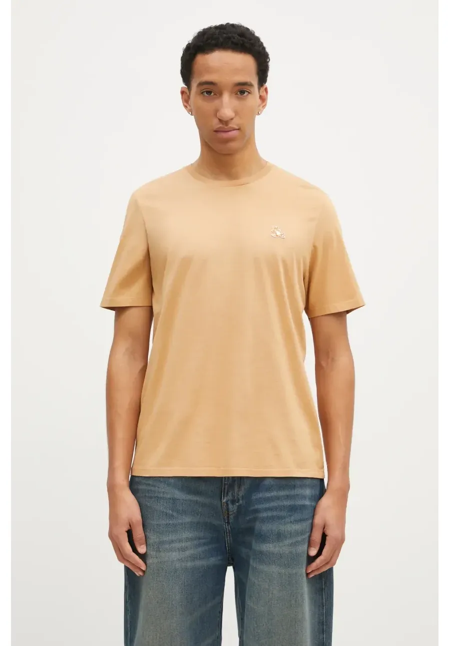 obrazek 1 Maison Kitsuné t-shirt bawełniany Chillax Fox Patch Regular Tee Shirt męski kolor pomarańczowy z aplikacją LM00110KJ0008