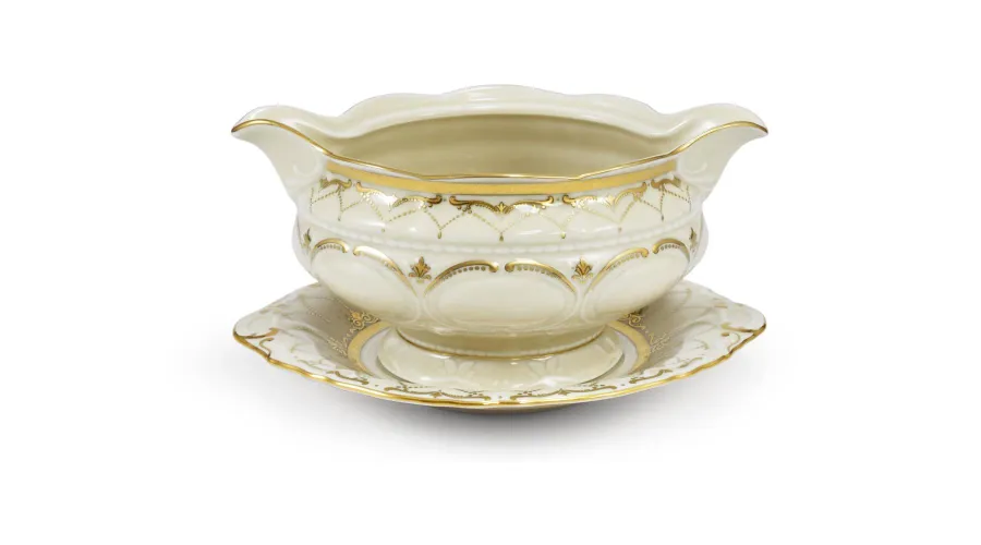 obrazek 3 Stylowa 25-częściowa zastawa obiadowa z porcelany z kolekcji Ivory wedding sonata – Leander